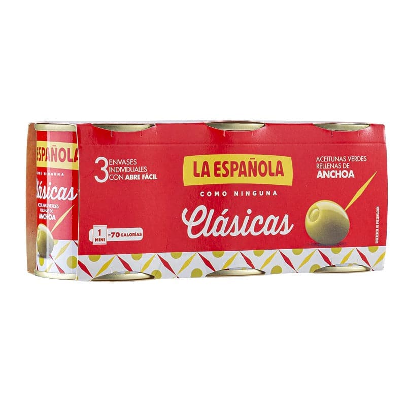 Anchovy Stuffed Olives La Española La Española Pack of 3 x 120 gr/4.29 oz  