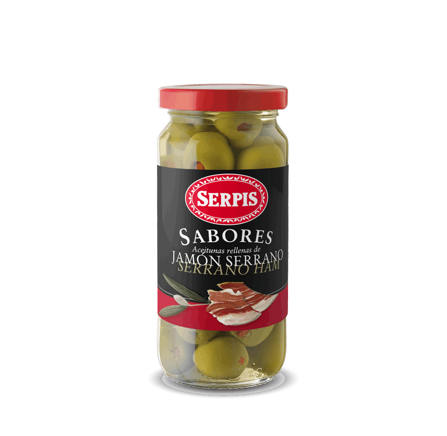 Serrano Ham Stuffed Manzanilla Olives Serpis   